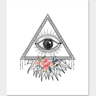 Triangle Eye Design, Third Eye Pyramid Artwork, Spirituality Posters and Art